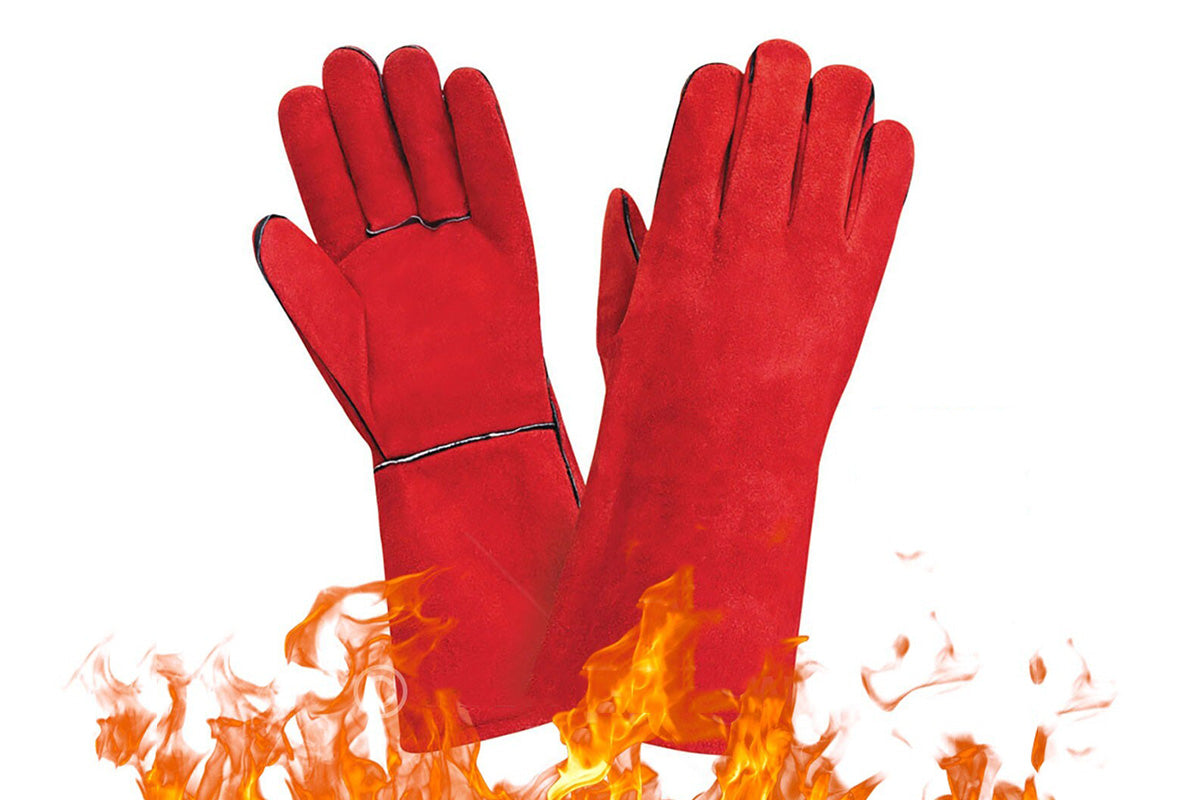 Double Layer Leather Welding Gloves Heat Resistant Fireproof Safety Gloves