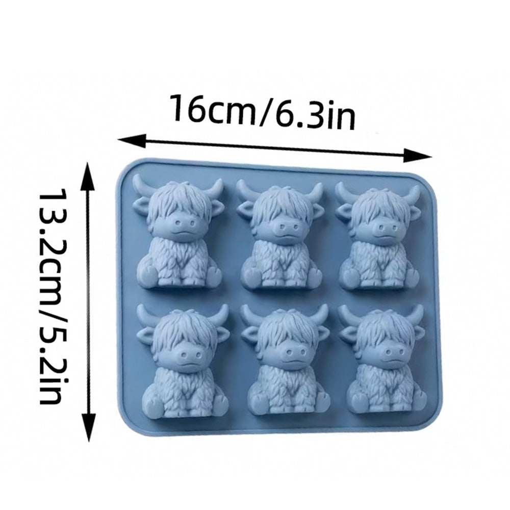2 Pack 6 Cavity Silicone Highland Cow Ice Cube Molds
