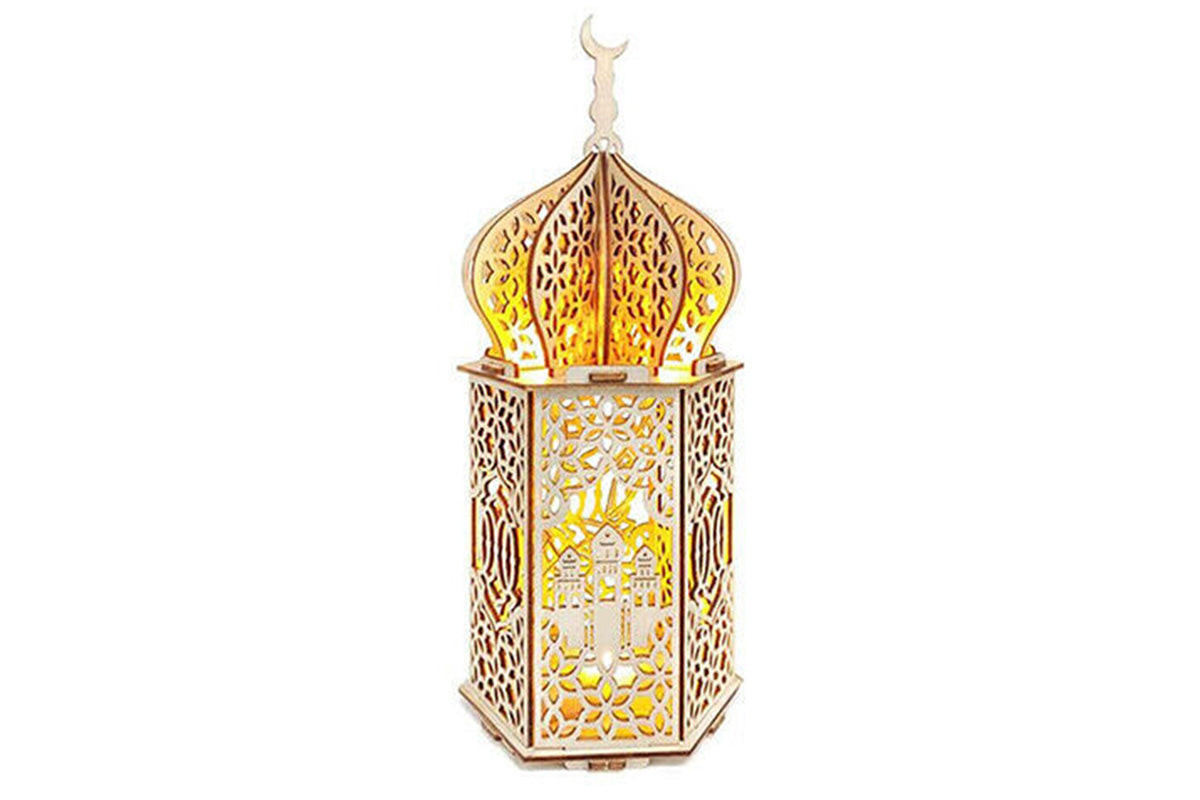 Christmas Wooden Lantern – Decorative Carved Hollow LED Night Light for Holiday Home Decor
