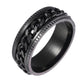 Fidget Rings Anxiety Spinner Rings Stainless Steel Chain Rings-Black