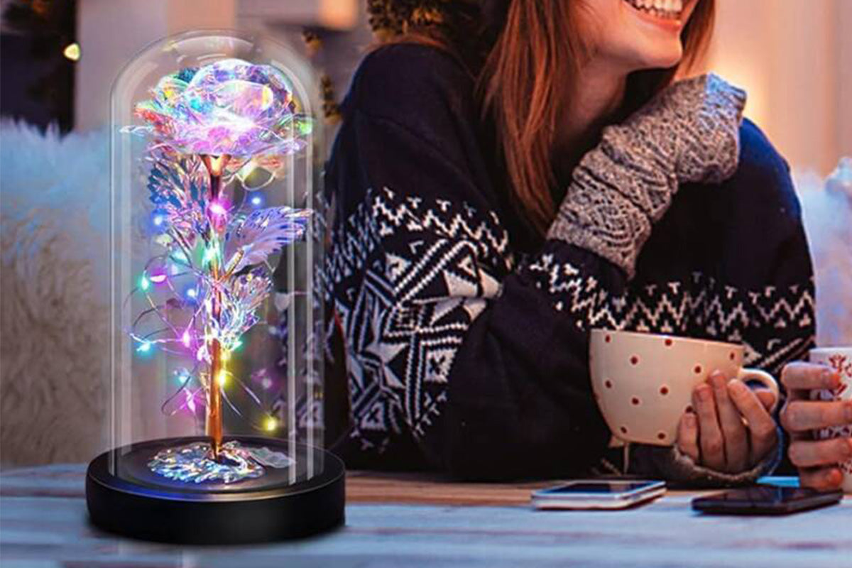 Eternal Rose Night Light in Glass Dome with LED