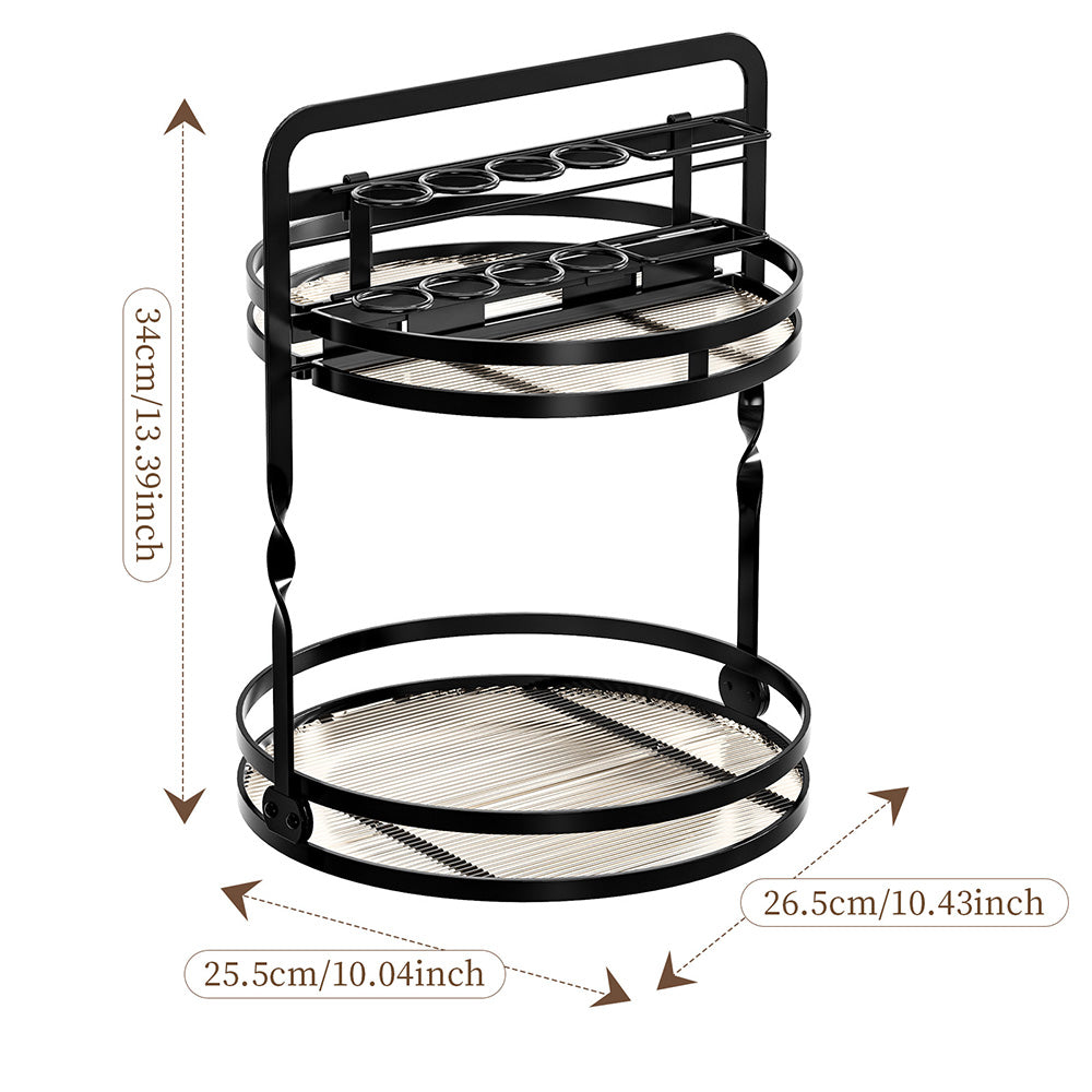 Rotating Makeup Organizer Double Layer with Brush Holder for Skincare Perfume