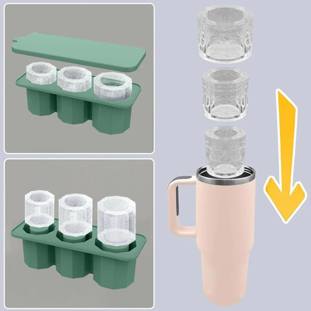 Ice Cube Tray for Stanley 30-40 Oz Tumbler Cup Silicone Ice Mold Maker with Lid