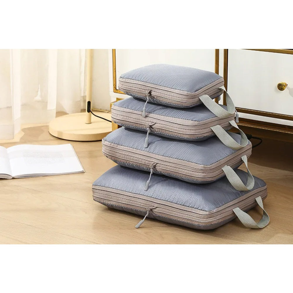 4Pcs Zipper Compression Storage Packing Bags Travel Luggage Organizers