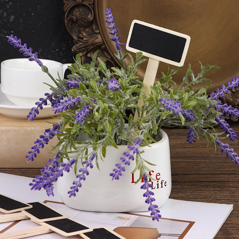 3Pcs Metal Herb Plant Pot with Tray and 10Pcs Mini Chalkboard Wooden Plant Tags Stakes
