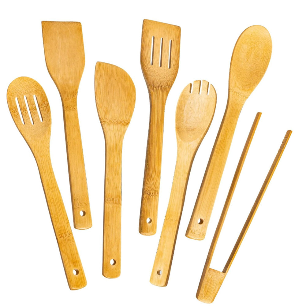 8pcs Bamboo Cooking Utensils Set Wooden Spoons and Spatulas for Kitchen