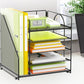 Metal File Organizer Rack Desktop Storage Shelf for Office Home