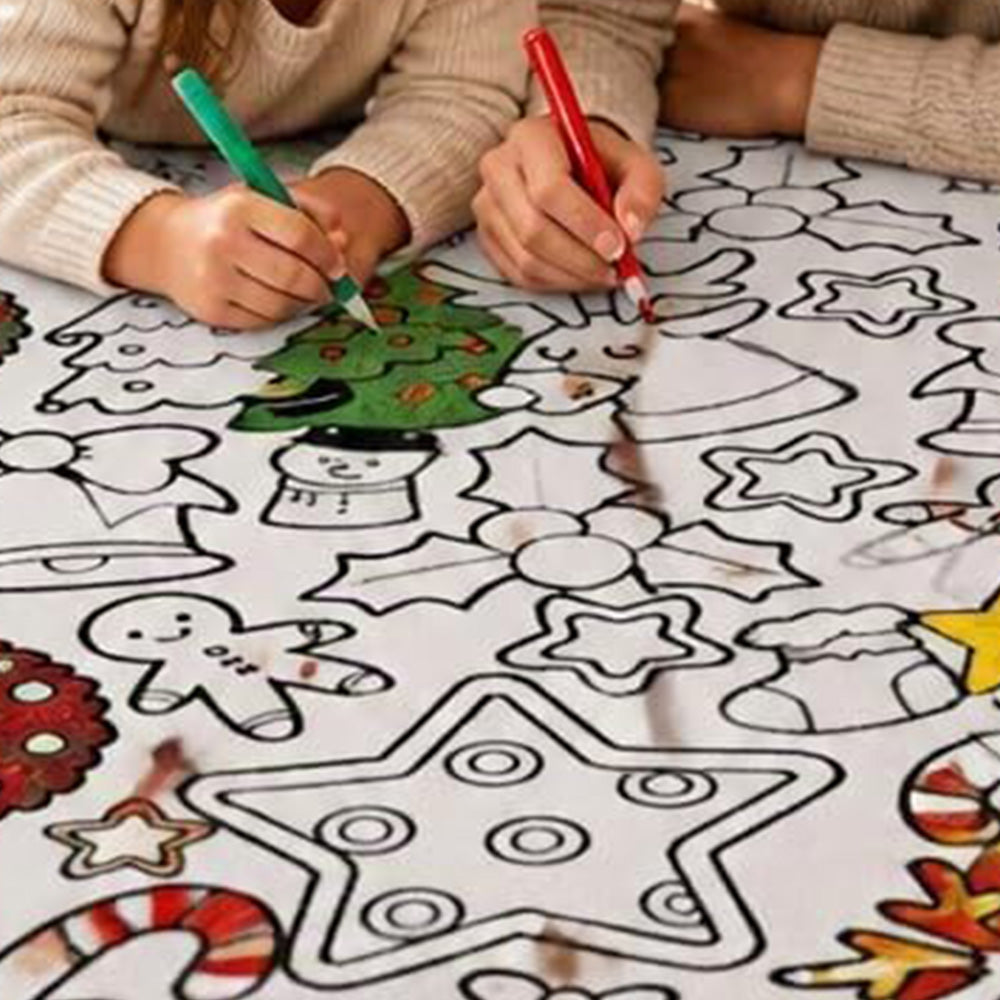 Adult DIY Christmas Coloring Blanket Black and White Line Art-Style 2