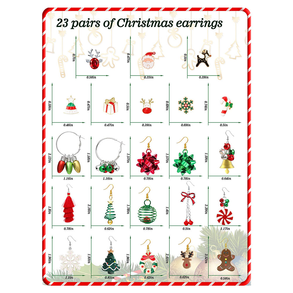 23 Pairs Christmas Earrings Fashion Jewellery for Women Festive Accessories