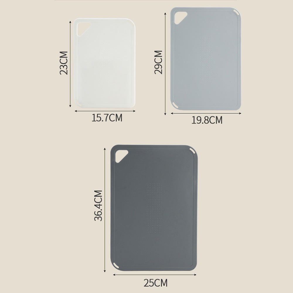 3 PCS Plastic Cutting Board Set with Hanging Loop Non Slip PP Chopping Board for Home