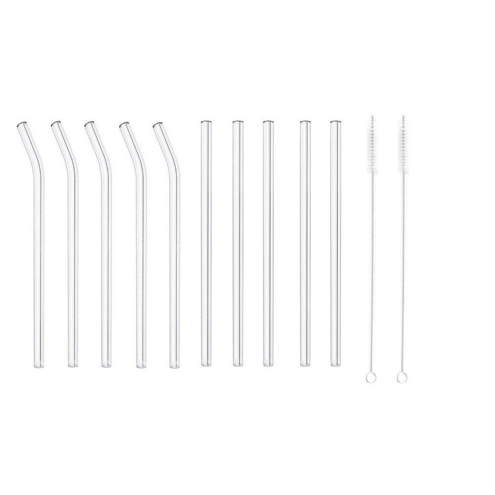24Pcs Clear Glass Straws with Brushes Set