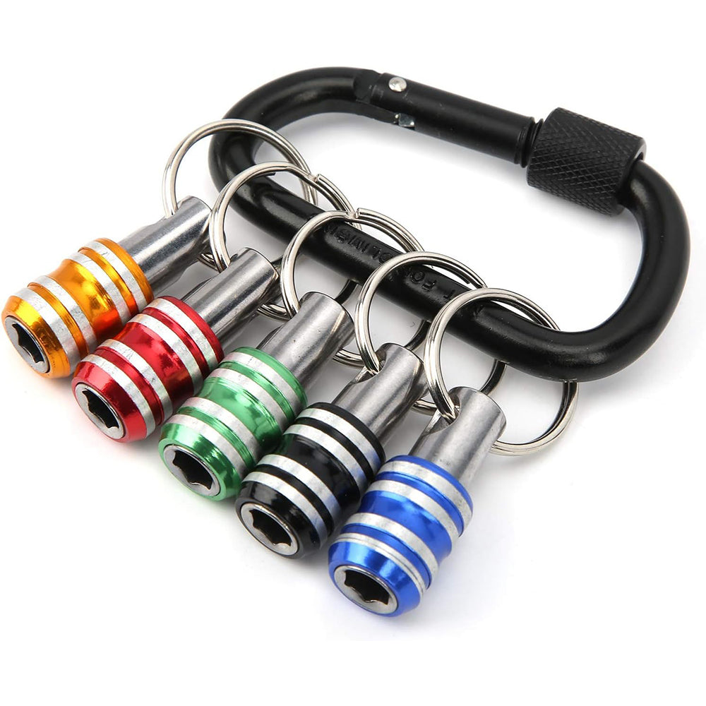 5Pcs 1/4inch Hex Drill Bit Holder Keychain Extension Rod Drilling Screw Adapter