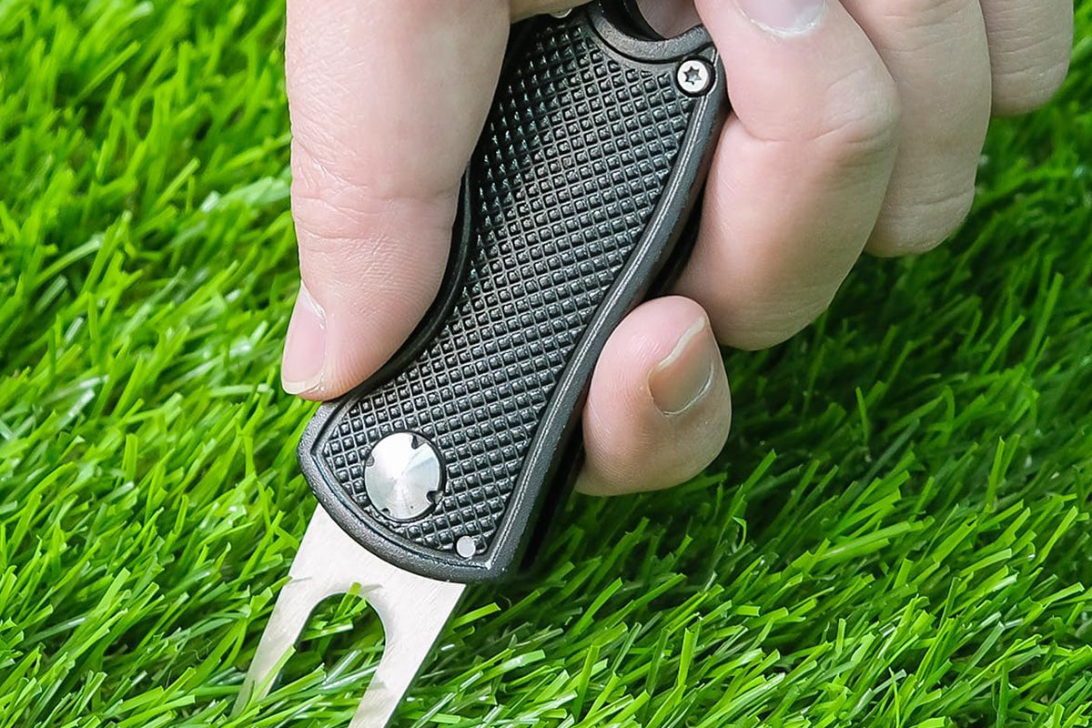 2PCS Golf Divot Repair Tool Putt Alignment Ball Marker Pop-up Fork Tine