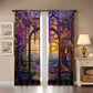 2Pcs Stained Glass Flower Wisteria Printed Curtain for Home Decor