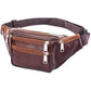 Unisex Genuine Leather Zip Waist Bag