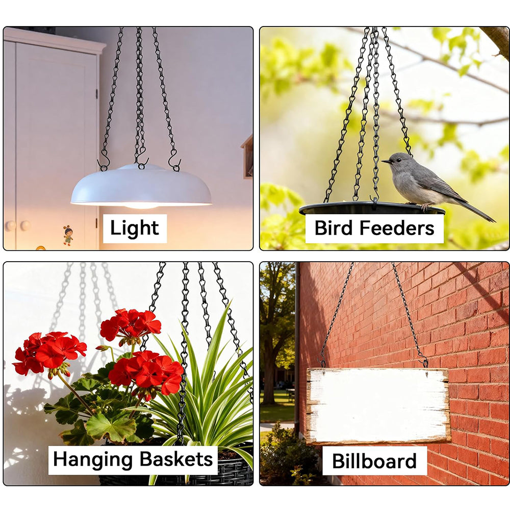 4 Pack 58cm Hanging Basket Chain with Hooks Black Metal Planter Flower Pot Chain