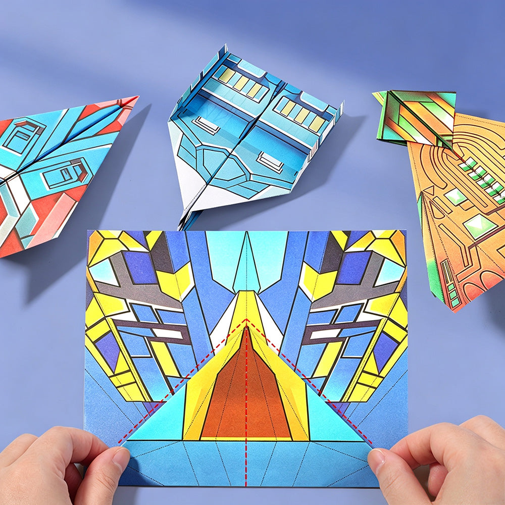 2 Set 3D Origami Paper Airplane Kit 12 Designs 36 Sheets