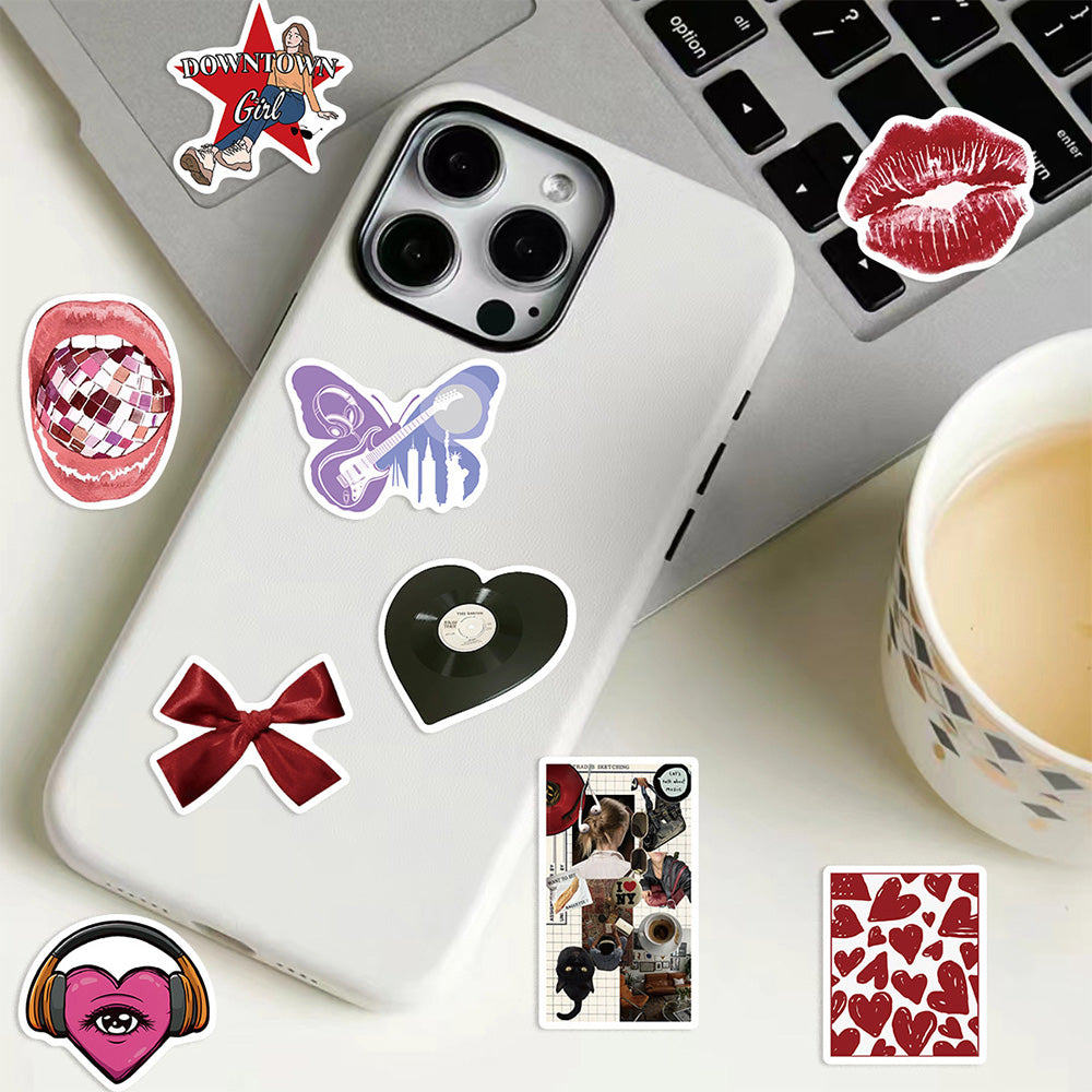 50 Pcs Aesthetic Downtown Girls Stickers Pack Vinyl Waterproof Stickers for Water Bottle Laptop