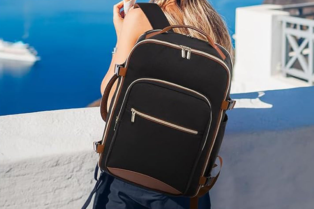 40L Travel Backpack for Men and Women Waterproof Carry On Bag with 3 Storage Pouches