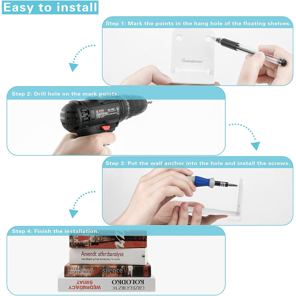 2Pcs Invisible Wall Mounted Bookshelf