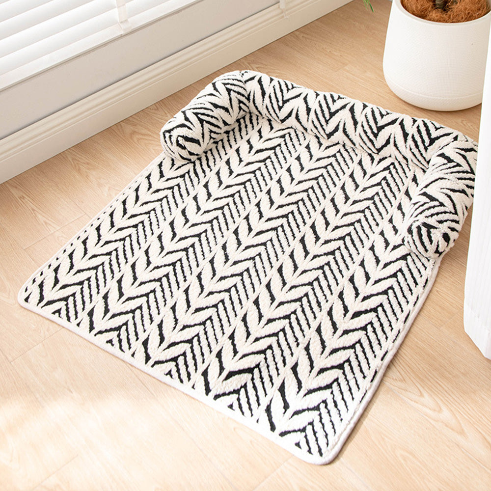 Thick Plush Non Slip Pet Mat for Sofa Chair Window Seat-Black