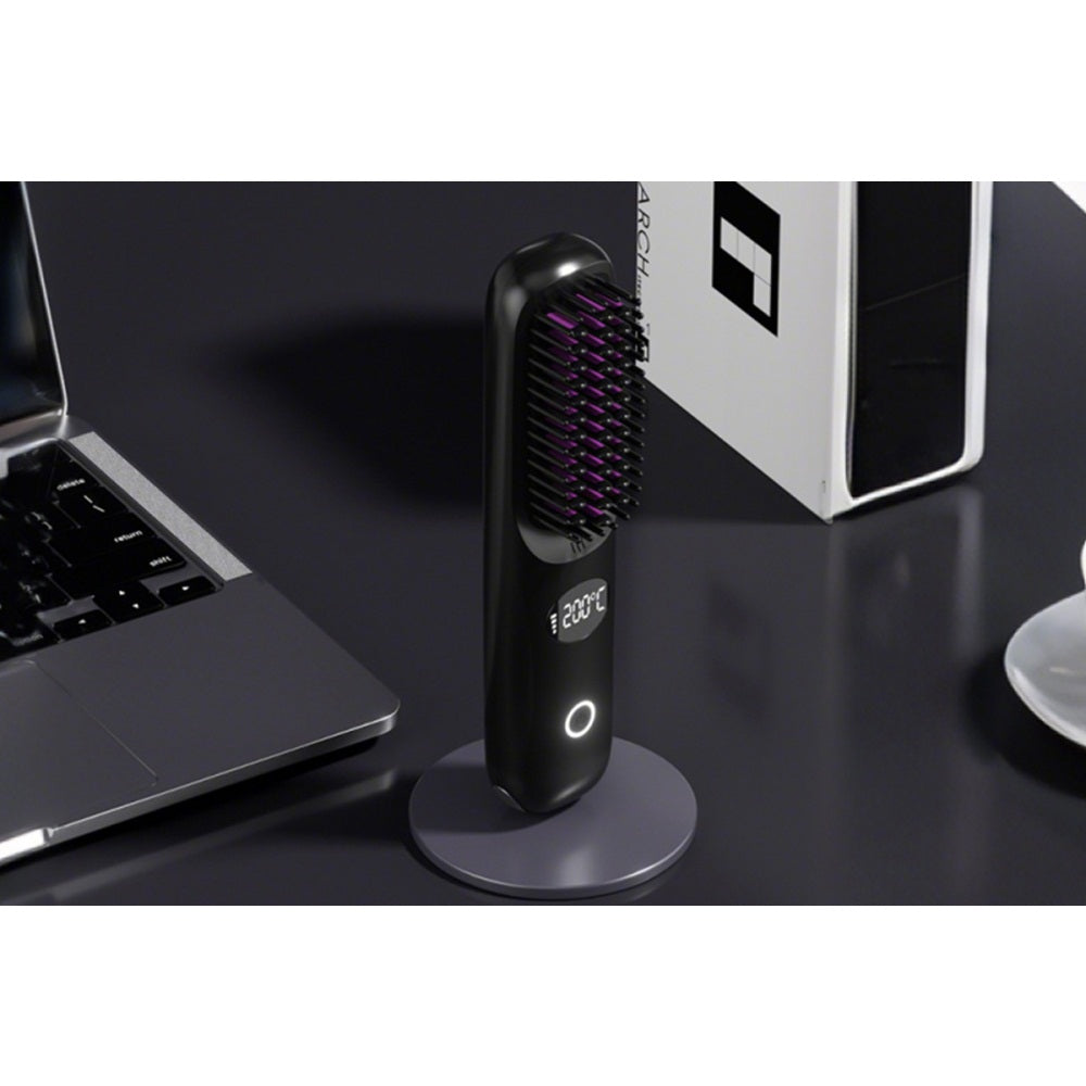 USB Rechargeable Hair Straightening Brush with LED Screen