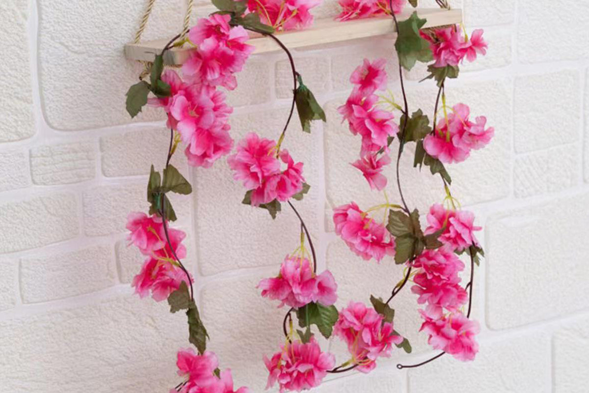 4Pcs Sakura Vine Artificial Silk Hanging Garland 2.3 m for Wedding and Home Decoration