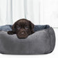 Soft Plush Pet Bed with Raised Sides Calming Nest-Grey