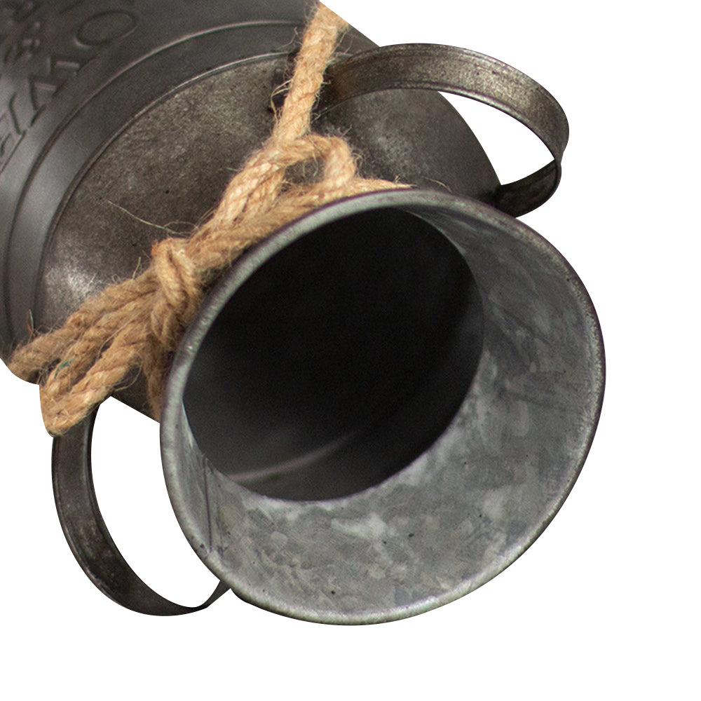 Vintage Metal Bucket Iron Decorative Flower Vase with Words