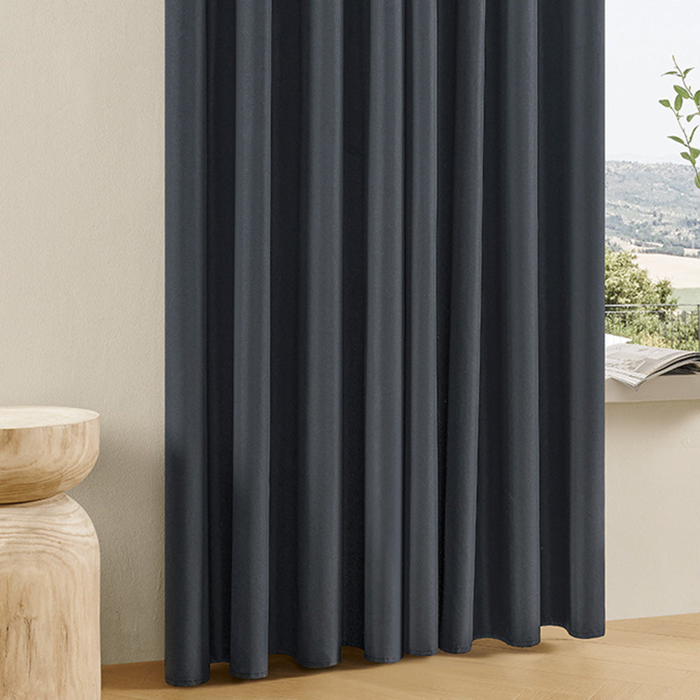 2 Pack 100 Percent Blackout Curtains with Black Liner for Bedroom Living Room and Office-Black