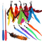 Interactive Cat Toy Set Telescopic Cat Wand with Feather Replacement Pack for Indoor Cat Play