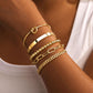 5PCS Gold Multi Layered Bracelets Stackable Gold Bangles Bracelet For Women