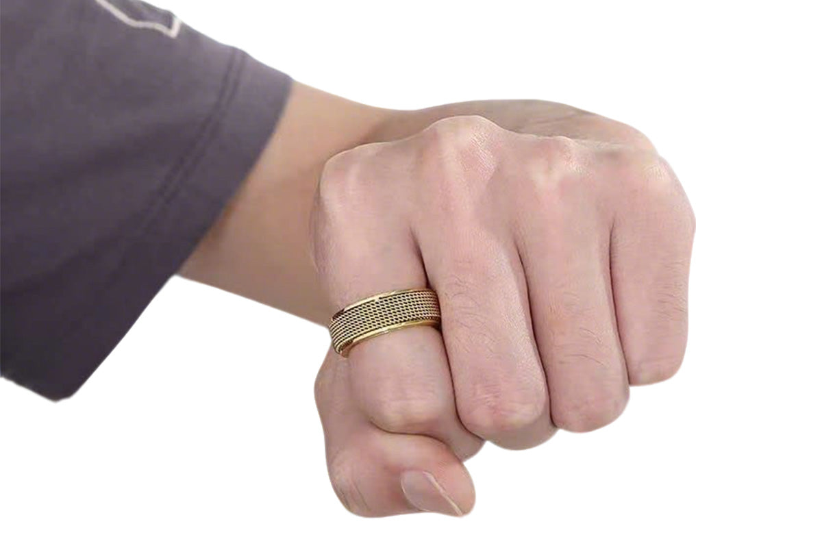 Titanium Steel Spinner Ring Set Silver Black Gold Relaxing Rotating Rings