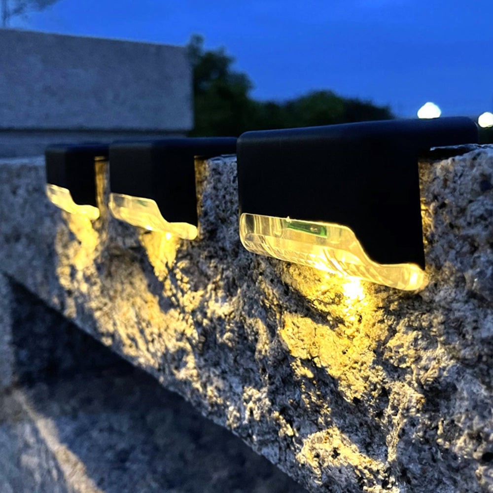 Warm Light Solar Powered Deck Lights for Outdoor Stairs and Fences Set of 4