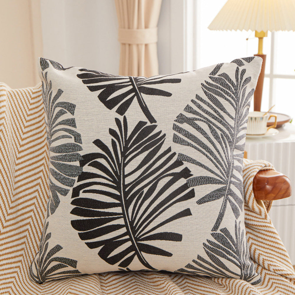 2Pcs 45x45cm Palm Leaf Floral Print Single-Sided Pillow Cover for Sofa Pillow