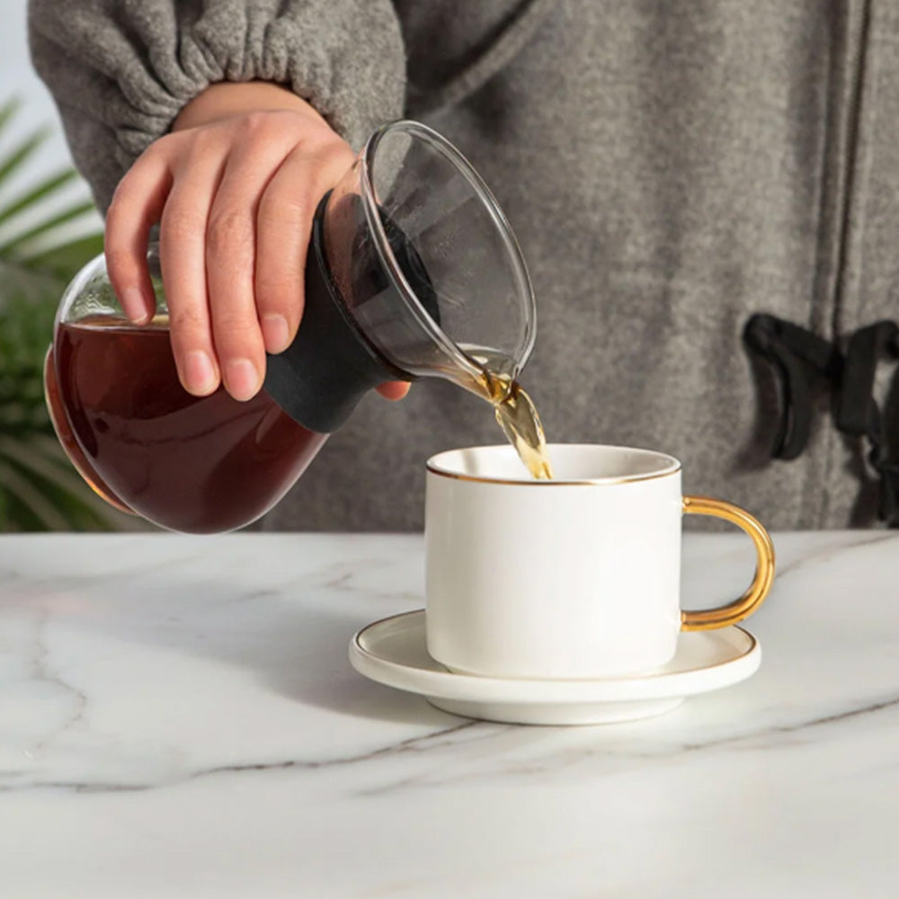 Pour Over Coffee Maker Borosilicate Glass Carafe with Reusable Stainless Steel Filter