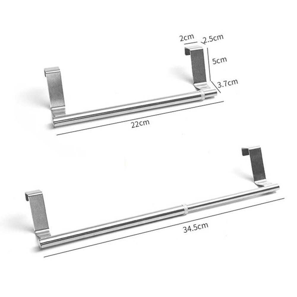 Stainless Steel Cabinet Door Towel Holder Adjustable No Drill Towel Bar for Kitchen Bathroom-Silver