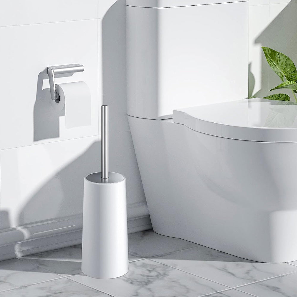 2 Pack Toilet Brush Set with 304 Stainless Steel Handle and Holder