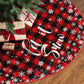 90/122CM Plaid Red-Black Christmas Tree Skirt with White Snowflake-Style 1