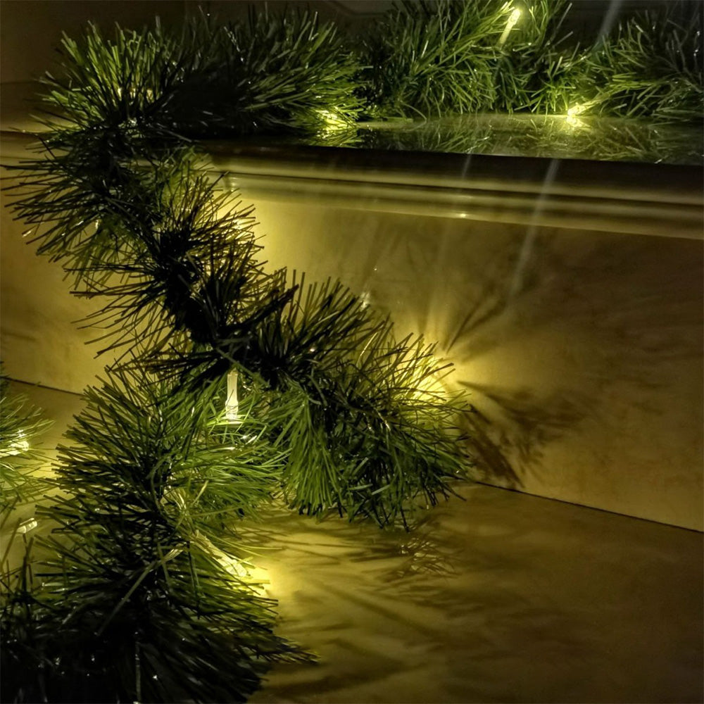 10m Christmas Garland with 100 LED Lights Artificial Wreath Stairs Rattan Decoration