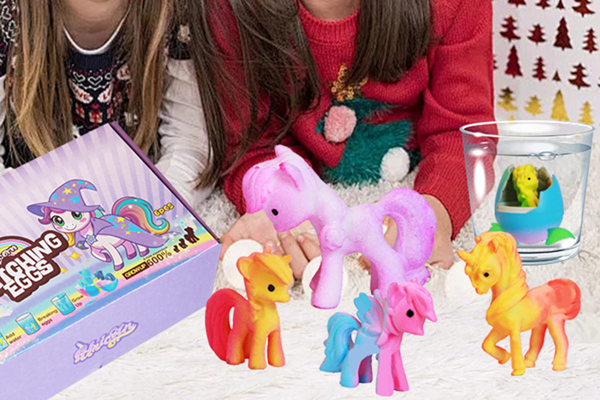 6Pcs Unicorn Hatching Rainbow Eggs Magic Growing Toy Set
