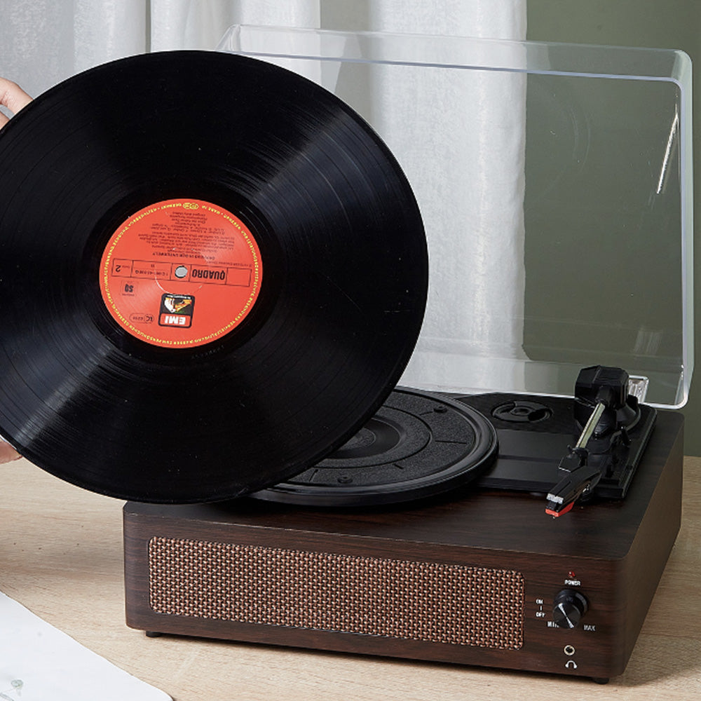 Portable Retro Bluetooth Vintage Vinyl Record Player with Speakers