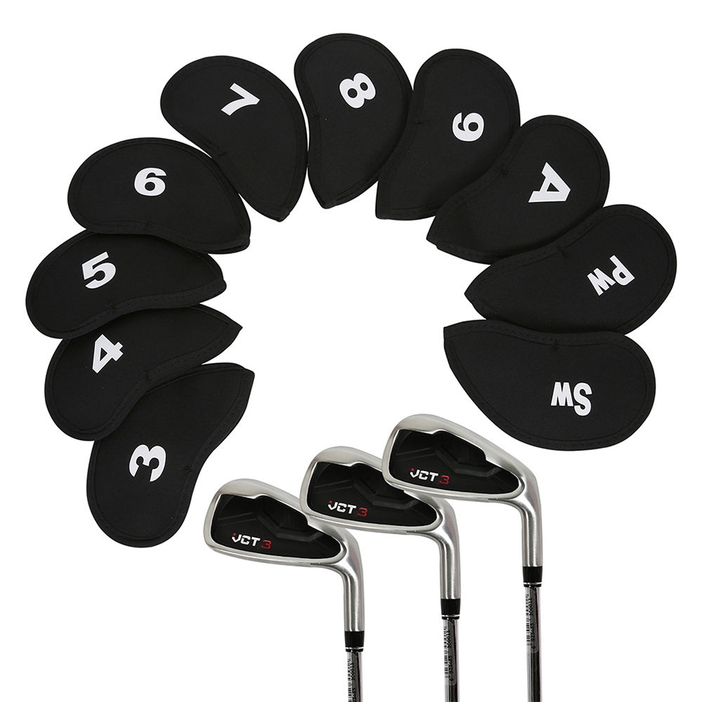 10Pcs Golf Club Iron Head Covers Protector Set for 3-9 A SW PW Clubs