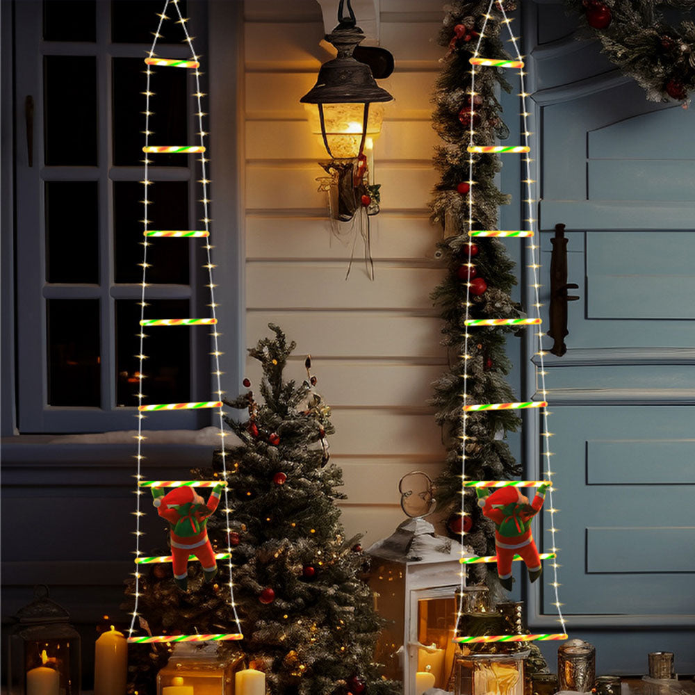 Christmas Decor LED Ladder Light Climbing Santa Claus Outdoor Light with 8 Modes