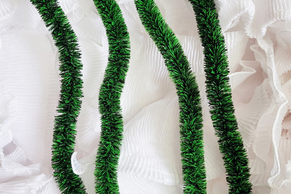 15 m Green Christmas Tinsel Garland for Holiday Party and Home Decoration