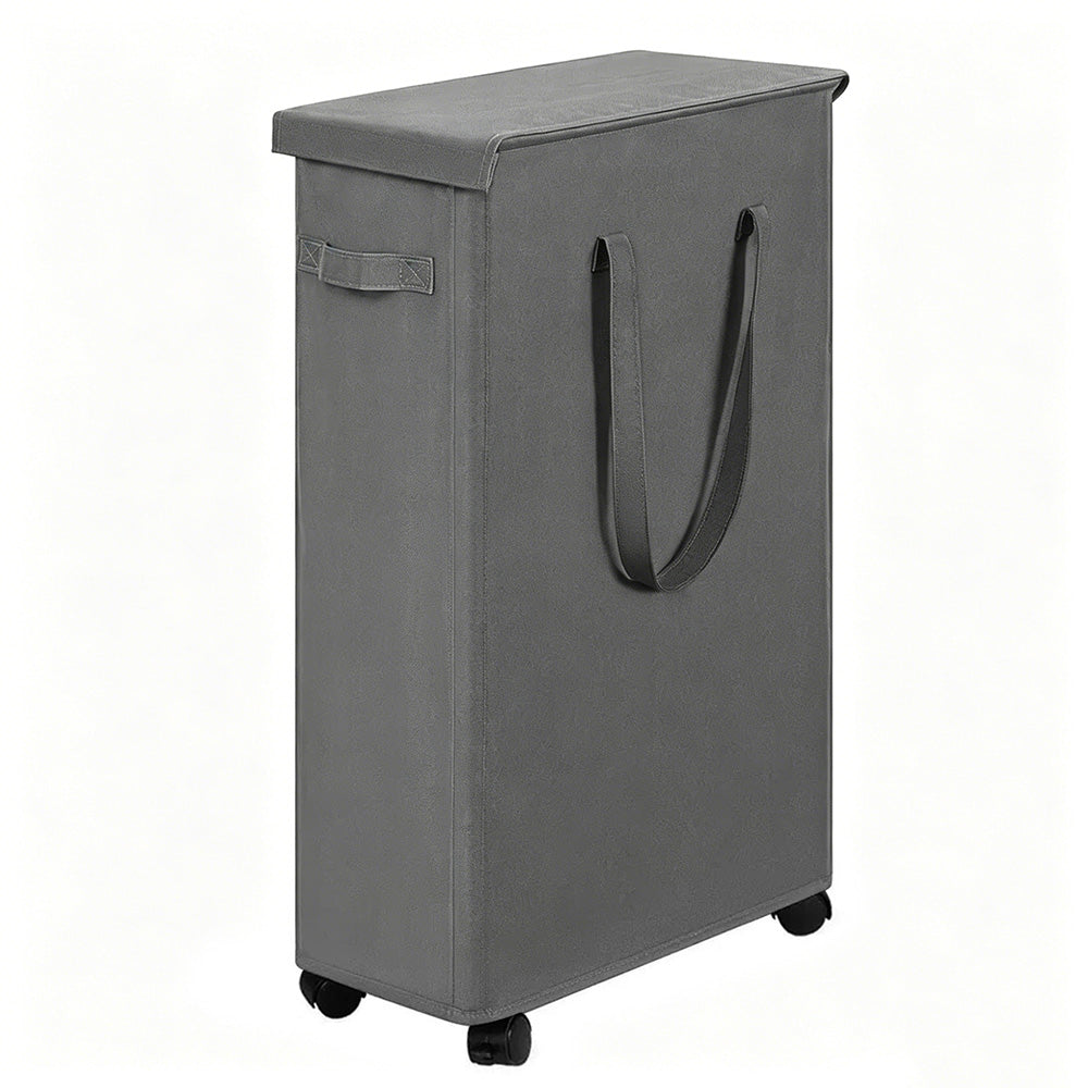 65L Laundry Basket with Wheels Lid Handle Foldable Dirty Clothes Basket for Home Dorm