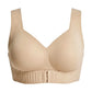 Wireless Front Closure Seamless Full Coverage Cross Back Bra for Women-Beige
