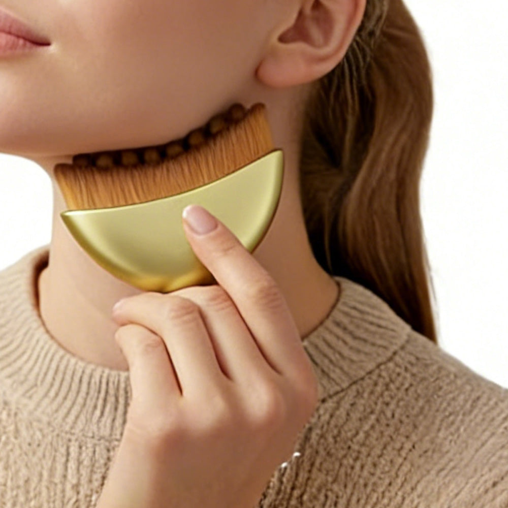Stainless Steel Gua Sha Tool and Face Brush Set-Gold