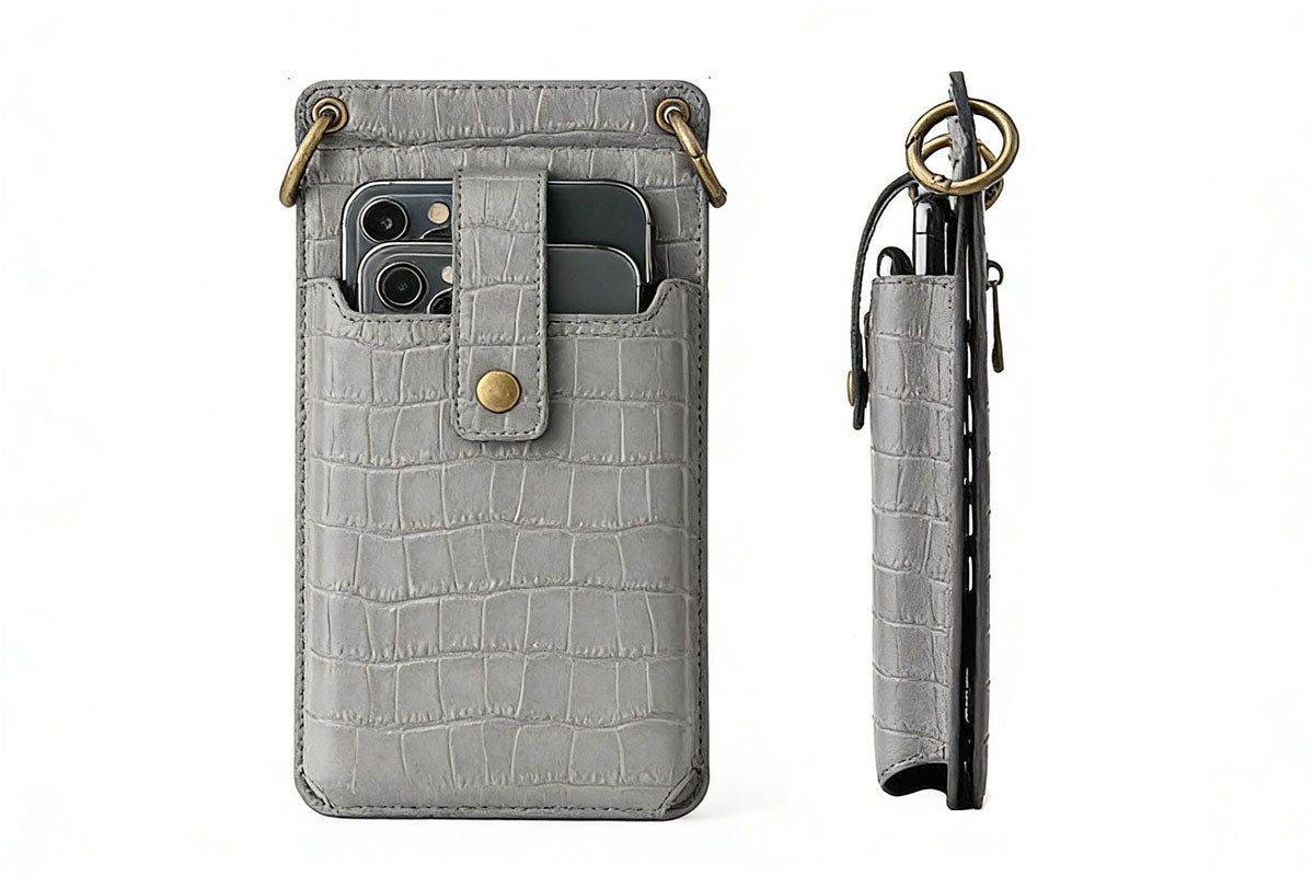 3-in-1 Wallet Card Holder PU Leather Crossbody Phone Bag Phone Purse with Mirror