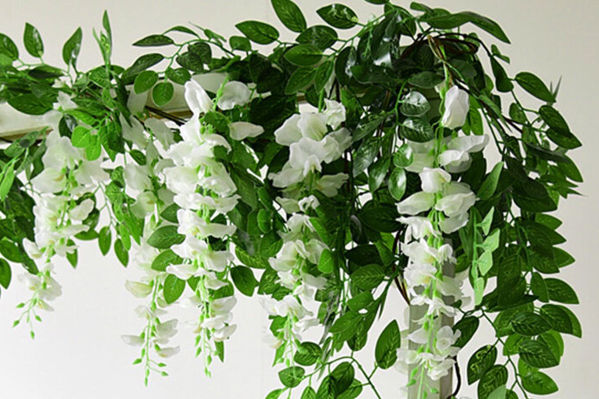 4Pcs Artificial Silk Wisteria Vine Hanging Garland 1.8 m for Home and Garden Decoration